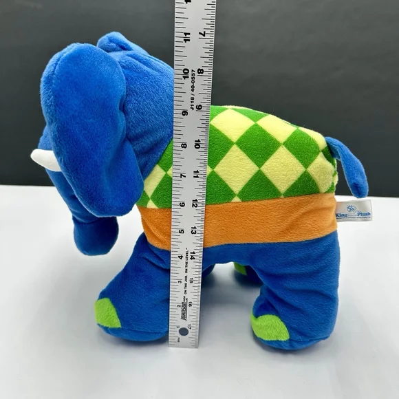 King Plush Elephant Blue Green 11” Stuffed Animal Animated Soft Cuddly - Picture 11 of 11